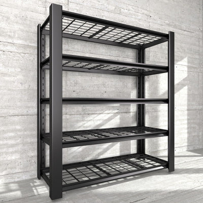 Heavy Duty Garage Shelving Unit with Wire Grid Shelves, Industrial Garage Storage Shelf,76.6" H x 60" W x 24" D, 5-Tier Adjustable Metal Shelving for Heavy Duty Shelving, Storage Room, Basement-1Pack