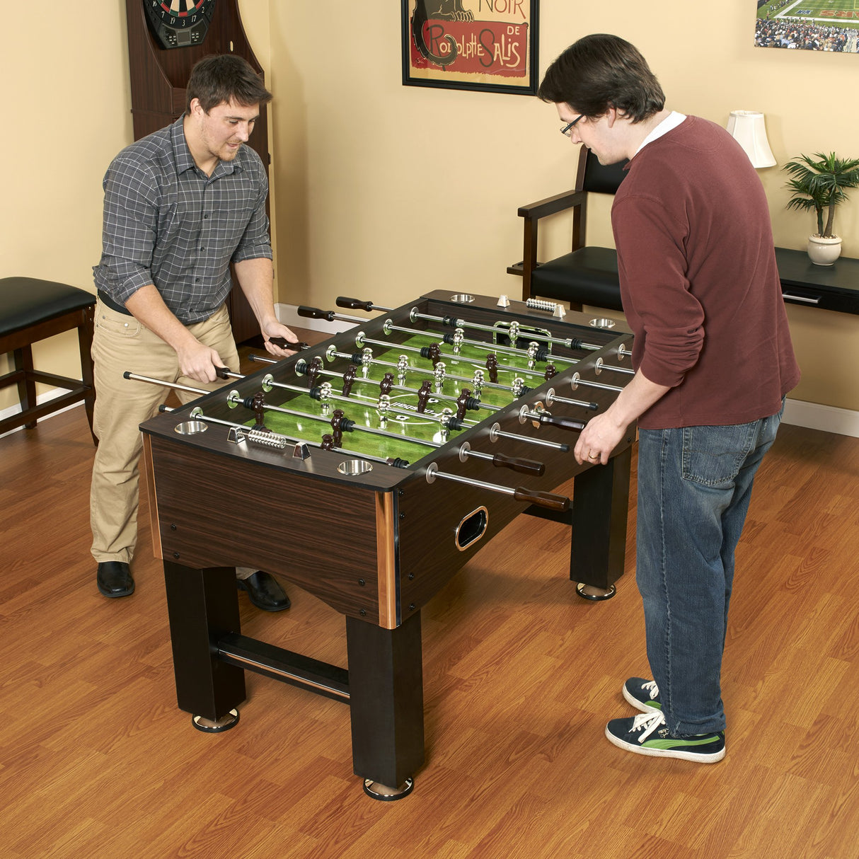 Hathaway 56-Inch Primo Foosball Table, Family Soccer Game with Wood Grain Finish, Analog Scoring and Free Accessories Hathaway