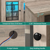 YITAHOME Modern TV Stand for 75 Inch TV, LED Entertainment Center with Adjustable Shelves and Glass Doors, 32'' Tall Television Stands TV Media Console Table for Living Room, Grey Wash YITAHOME