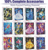 RYMILIE 12 Pack Diamond Art Kits for Adults,Diamond Painting Kits,5D Princess Diamond Painting Kits for Adults Beginner Gem Art Full Drill Diamond Dots Art for Adults Home Wall Decor 12x16inch RYMILIE