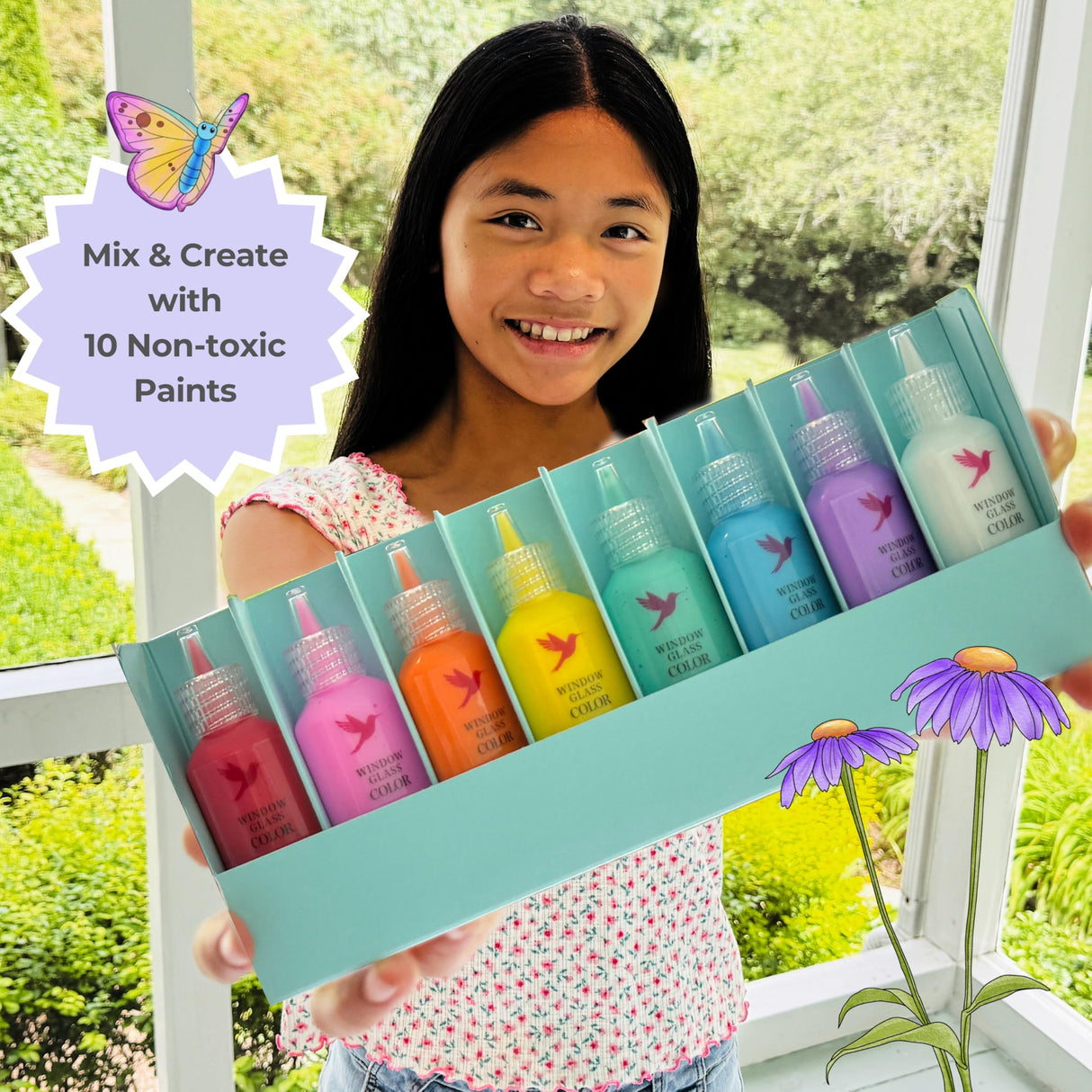 Stained Glass Window Art Kit – Butterflies! | DIY Suncatcher Craft with Activity Book & Color Guide | Creative Gift for Ages 8–12+ | Educational Craft for Kids & Adults (Butterfly) SunnyLifeStudios