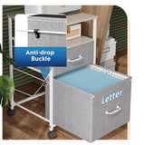 DEVAISE 2 Drawer Mobile File Cabinet, Rolling Printer Stand with Open Storage Shelf, Fabric Vertical Filing Cabinet fits A4 or Letter Size for Home Office, Light Grey DEVAISE