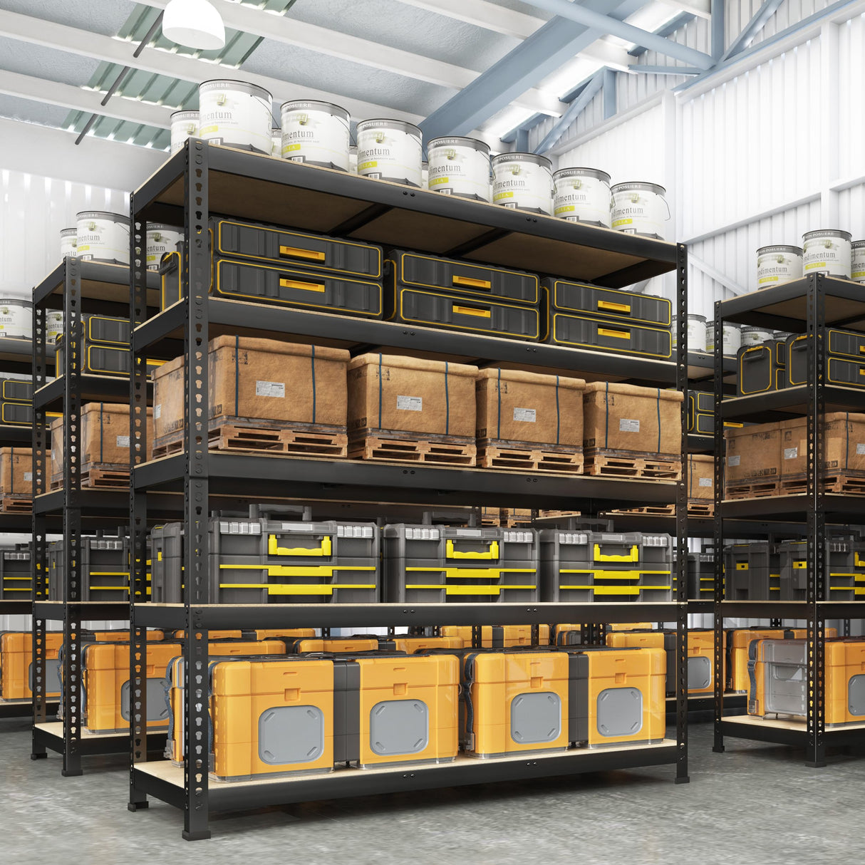 Prilinex Heavy Duty Storage Shelves 48" W x 18" D x 72" H - 5-Tier Adjustable Metal Garage Shelving Unit, Standing Utility Shelf Racks for Pantry Warehouse Kitchen, Black Prilinex