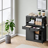 Yizosh Locking Cabinet with 2 Drawers, Metal Storage Cabinet with Locking Doors and Shelves - 41.3" Steel Lockable Storage Cabinet, Metal Cabinet for Home Office, Garage, School (Black) Yizosh