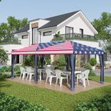 10' X 20' Pop Up Canopy Gazebo Tent with Netting, Heavy Duty Instant Sun Shelter with Carry Bag, Portable Large Tents for Parties for Outdoor, Garden, Patio, American Flag Pattern Event Tent FUCIHOMA