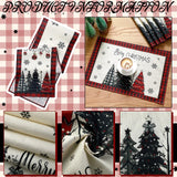 Patelai 7 Pcs Christmas Table Runner and Placemats Set Merry Christmas Buffalo Plaid Table Runner Xmas Placemats Red Black for Holiday Kitchen Dining Room Decor Party Wedding Decoration Patelai