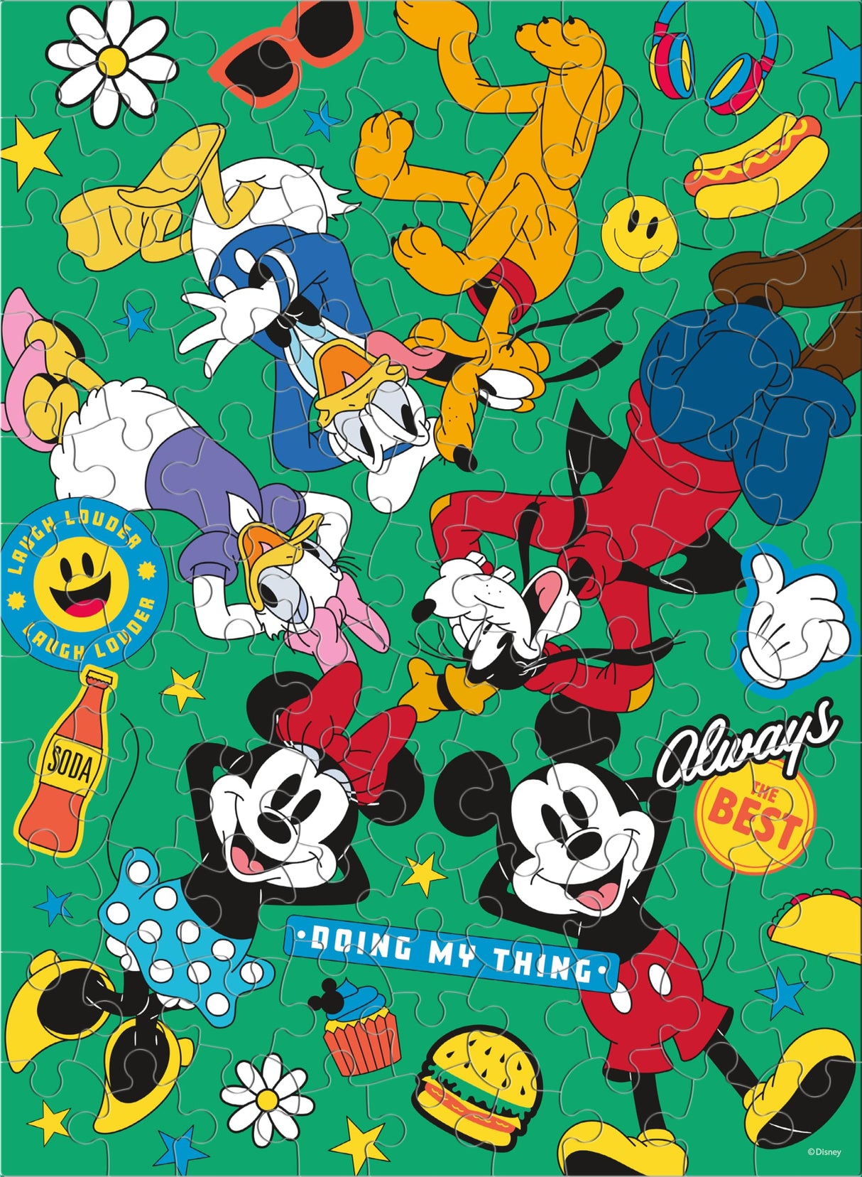 Ceaco - Disney - Mickey and Friends - Mickey Party of Six - Glow in The Dark -100 Piece Jigsaw Puzzle Ceaco