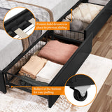 Yaheetech Queen Size Faux Leather Upholstered Bed Frame with 4 Storage Drawers and Adjustable Headboard Yaheetech