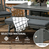 Outsunny 6 Pieces Patio Dining Set, 6 Seater Outdoor Table and Chairs, Conversation Furniture, Armrests, Loveseat Bench, Dinner Table with Umbrella Hole, Cushions, Dark Gray Outsunny