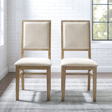 Crosley Furniture Joanna Modern Farmhouse Upholstered Wood Back Dining Chairs Set of 2, Rustic Brown/Creme Crosley Furniture