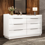 AMERLIFE 47.2" W 8 Drawer Dresser with LED Light & Glass Top, Modern High Gloss Storage Chest with 2 Jewelry Drawers, Storage Organizer for Bedroom, White AMERLIFE