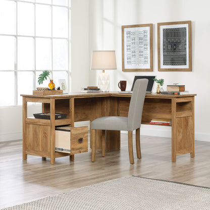 Sauder Cannery Bridge L-Desk, L: 59.06" x W: 59.06" x H: 30.04", Sindoori Mango finish - WoodArtSupply