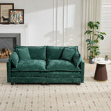 SoarFlash 71.6" Chenille Sectional Sofa, Comfy Modular Loveseat Sofa, Modern 2-Seat Couch Deep Seat Sofa Set for Living Room,Green SoarFlash