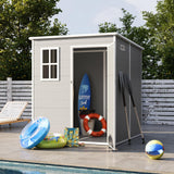 UDPATIO Outdoor Storage Shed 6 x 6 FT, Resin Garden Sheds Plastic Patio Outdoor Storage with Lockable Door for Tool, Bike, Garbage Can Gray White UDPATIO