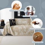 MYSKY HOME Couch Cover for Dogs Washable Couch Sofa Protector for Loveseat Sofa with Cats Pets Friendly Chenille Khaki Abstract Geometric Sofa Covers Soft Durable Farmhouse Sofa Slipcovers, 71" X102" MYSKY HOME