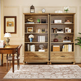 Tribesigns 6-Tier Oak Bookcase Set with Drawer and Solid Wood Legs - 71 Inch Tall Freestanding Bookshelf Tribesigns