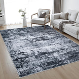 5x7 Area Rug Living Room Rug: Washable Modern Abstract Soft Thin Rug Indoor Floor No Slip Stain Resistant Carpet for Bedroom Dining Room Farmhouse Nursery Home Office - Black FXRHLP