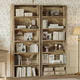 IRONCK Bookshelves and Bookcases Set of 2 Floor Standing 6 Tiers Display Storage Shelves 70 in Tall Bookcase Home Decor Furniture for Home Office, Living Room, Bed Room IRONCK