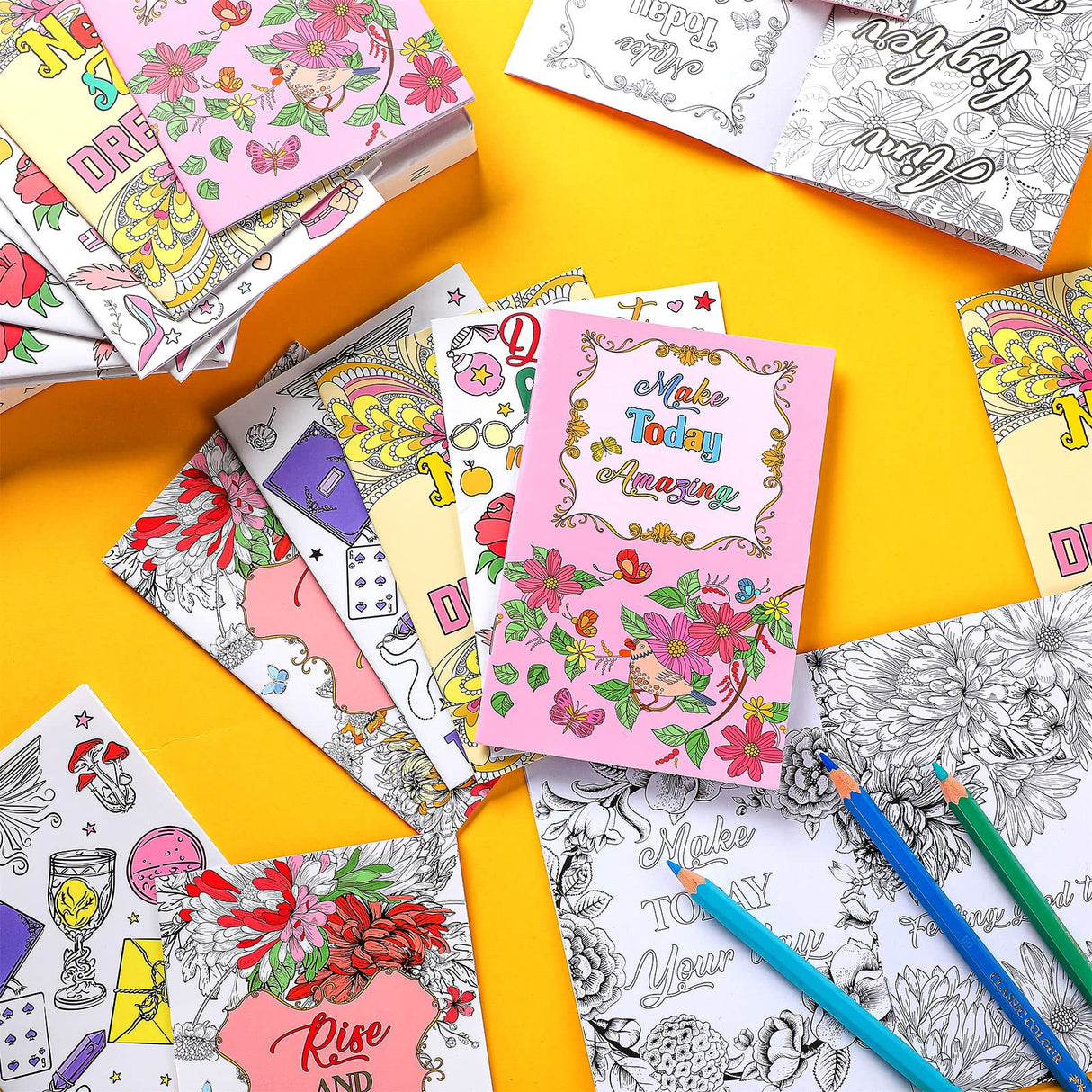 30 Pcs Inspirational Coloring Book Bulk Mandala Mini Activity Books with Positive Quote Motivational Coloring Gifts for Kids Adults Stress Relieving Holiday Party Favors Eaasty