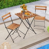 Tangkula 3 Pieces Patio Dining Set, Outdoor Square Table and Folding Chairs with Metal Frame, Space Saving Furniture Set for Yard Porch Deck Backyard Tangkula