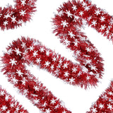 Sggvecsy 32.8Ft Christmas Snowflake Tinsel Garland Xmas Tree Decorations Red Christmas Metallic Twist Garland Ceiling Hanging Decorations for New Year Party Birthday Holiday Indoor Outdoor Supplies Sggvecsy