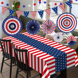 HOOSUN Patriotic 4th of July Decorations Set, 9 Pcs Red White and Blue Paper Fans, USA Pennant Bunting, Star Streamers, Patriotic Tablecloth for Fourth of July Party Supplies, Memorial Day Decor HOOSUN