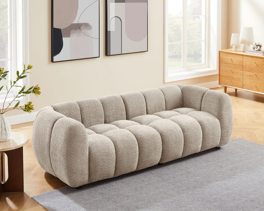 VANOMi 89" Oversized Boucle Sofa Couch, Modern Upholstered Tufted Cloud Couch, Deep Seat Boucle Sofa,Cozy Modern 3 Seater Couch for Living Room, Bedroom, Apartment