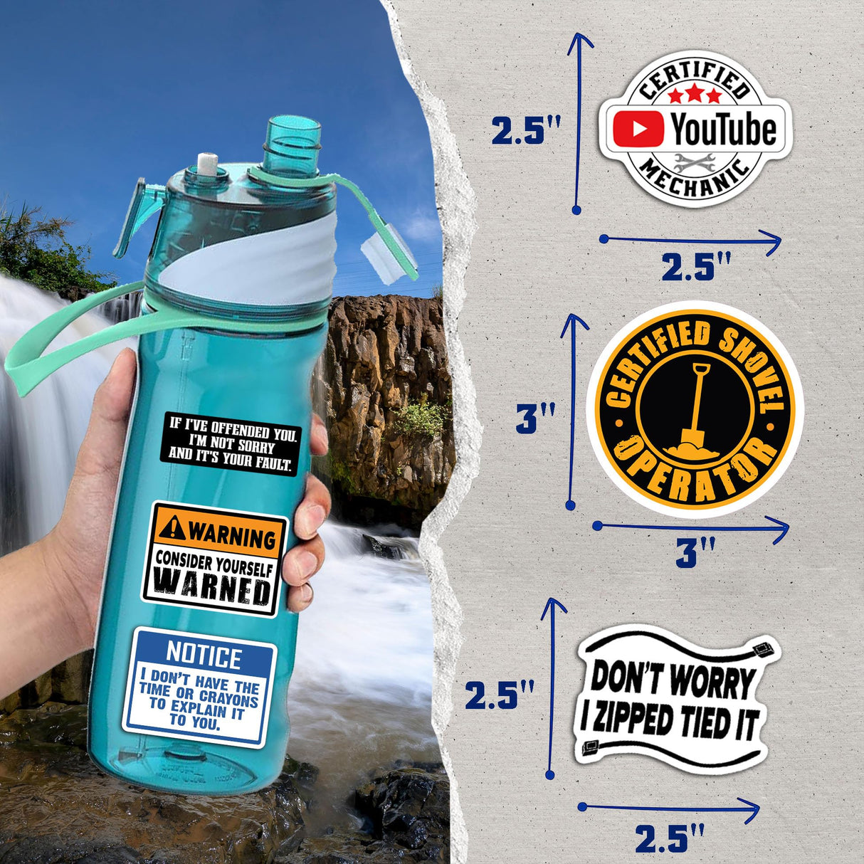 306 PCS Funny Hard Hat Sticker Pack for Adults - Waterproof Vinyl for Welding Helmet, Tool Box, Construction, Electrician, Mechanic Tools - Blue Collar Accessories Debinolo