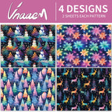 Vnaaem Christmas Wrapping paper for Boys Girls Kids - Rainbow Xmas Gift Wrap with Snowflakes Tree Snowman Reindeer Design for Christmas Holiday - 20 X 28Inches Per Sheet(8 Pack) Vnaaem