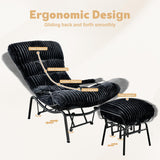 ovios Rocking Chair with Ottoman, Glider Recliner with Footrest, Lazy Accent Armchair with Comfy Cushion for Living Room Bedroom Office, Cloud Plush Corduroy, Black ovios