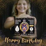 Art Owl Acrylic Glitter Paint Marker Pens, Medium Pens for Rock Painting, Stone, Ceramic, Glass, Wood, Fabric, Card Making, Canvas, DIY Crafts - Set of 12 Sparkle Paint Markers Art Owl