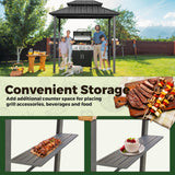 MELLCOM 8' x 6' Grill Gazebo, Outdoor Patio Gazebo with Galvanized Steel Double Roof, Hardtop Barbecue Gazebo with 2 Side Shelves and Ceiling Hook for Deck Lawn Backyard Garden (Black) MELLCOM