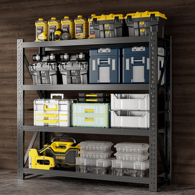 Vlriis 5000LBS Heavy Duty Garage Shelving Units, 78.7" H Adjustable Storage Shelves, Metal Storage Racks Industrial Shelving Utility Shelf for Warehouse, Basement (Black, 78.7" H x 59.1" W x 19.7" D)