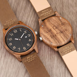 Engraved Wood Watch for Men Personalized Walnut Watch Leather Strap Anniversary Birthday Watch for Husband Dad Son LMWOOD