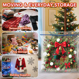 Extra Large Wreath Storage Bag, 34"x34"x8.5", Clear Storage Bag with Handle, Summer Christmas Decoration Garland Container for Seasonal Thanksgiving Holiday Artificial Wreath, 4 Pack VacPack