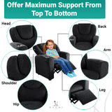 Naomi Home Suri Kids Recliner Chair with Cup Holder & Footrest, Black Chenille - Cozy Lounge for Toddlers & Children Naomi Home
