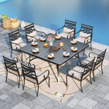 Sophia and William Outdoor Patio Dining Set for 8, Outdoor Table and Chairs, Removable Seat Cushions, 60" Square Black Patio Dining Table Sophia & William