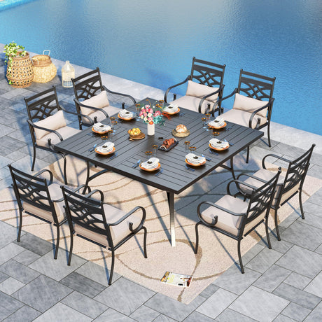 Sophia and William Outdoor Patio Dining Set for 8, Outdoor Table and Chairs, Removable Seat Cushions, 60" Square Black Patio Dining Table Sophia & William