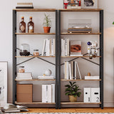 IRONCK 5-Tier Vintage Industrial Ladder Bookshelf - 31.5in Wide, Rustic Brown Design IRONCK