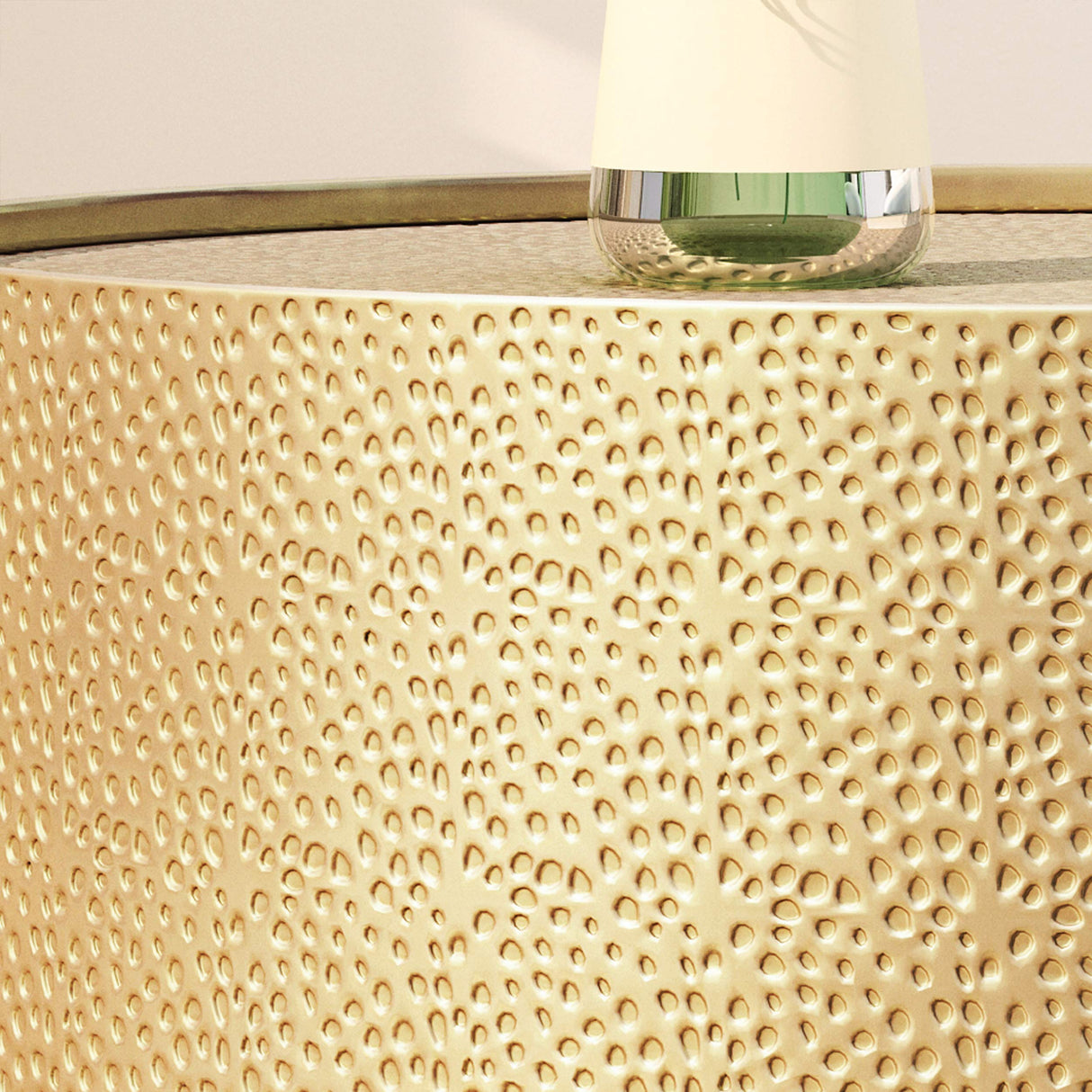 Christopher Knight Home Rache Modern Round Coffee Table with Hammered Iron, Gold, 26. 00” L x 26. 00” W x 17. 00” H Christopher Knight Home