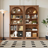 FurSch 71” Tall Arched Bookshelf,Wooden 5 Tier Fluted Book Shelves with Adjustable Shelf,Arched Bookcase Bookshelf for Living Room Home Office FurSch