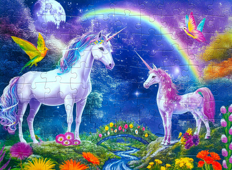 100 Piece Puzzle for Kids Adults Large Pieces- Colorful Unicorns Large Piece Puzzles - Learning Educational Puzzles Gifts for Girls Boys Kribin