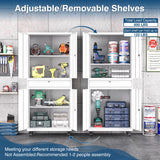 AFAIF White Metal Storage Cabinet with Wheels, 73" Tall Garage Rolling Storage Cabinet with Doors and Shelves, Lockable Tool Cabinet Steel Locking Cabinets for Home Office, Garage, Pantry AFAIF