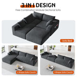Domiqut 108”Modern Modular L-Shape Couch with Chaise, Modular Sectional Couches for Living Room, Deep Seat Boneless Sofa Bed, No Assembly Required Sleeper Sofa, Plush Corduroy Fabric, Dark Gray Domiqut