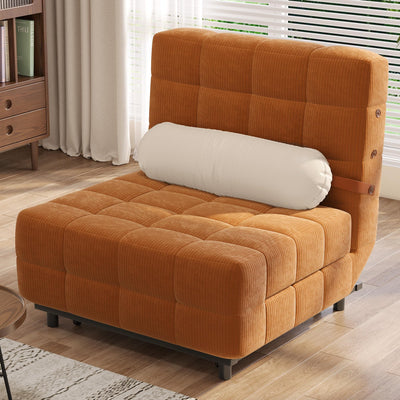JASIWAY Convertible Chair Bed Sleeper for Adults, 3-in-1 Convertable Single Sofa Futon Chair for Small Spaces, Foldable Sleeping Chaise Lounge, Trifold, Armless, Corduroy (Caramel)