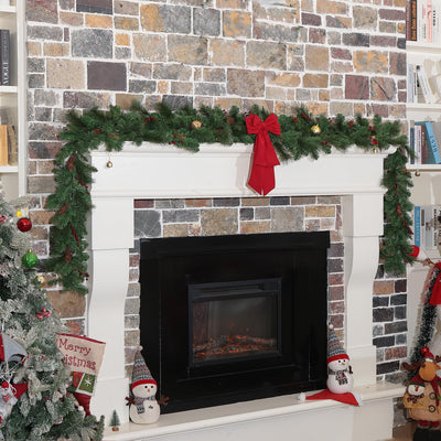 9 Feet Artificial Christmas Garland - Christmas Decorations - Carolina Pine Garland for Table,Mantle,Fireplace Indoor Outdoor-Garland for Christmas Decorations - Holiday Decor -Free Battery LED Lights