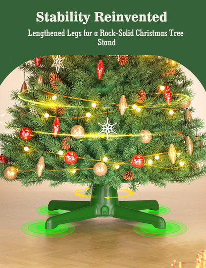 Springlift Rotating Christmas Tree Stand with Remote Control for Up to 7.5 ft 90 lb Artificial Tree, 625 Watts of Power - Green Adjustable Sturdy Base