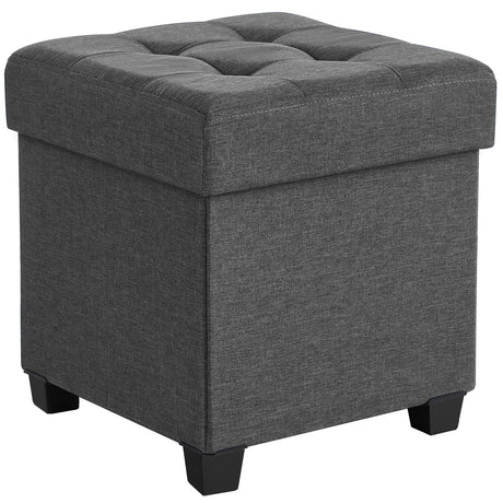 SONGMICS 15 Inches Cube Storage Ottoman, Bedroom Bench with Storage, Foot Stool with Feet, Holds Up to 660 lb, Dark Gray ULSF14GYZ SONGMICS
