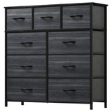 DWVO Dresser with 9 Drawers - Fabric Storage Tower, Organizer Unit for Living Room, Hallway, Closets - Sturdy Steel Frame, Wooden Top & Easy Pull Fabric Bins DWVO