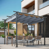 Outsunny 10' x 10' Outdoor Retractable Pergola Canopy, Metal Patio Shade Shelter for Backyard, Porch Party, Garden, Grill Gazebo, Gray Outsunny